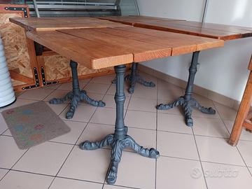 Tavoli gambo In ghisa e piano in legno robusto 