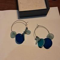 Orecchini a cerchio con dischetti (blu/rosa)