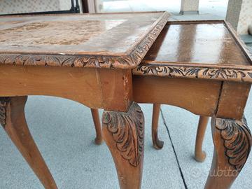 set 3 tavolini, vintage, impilabili