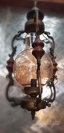 lampadario vintage anni 50 in vetro ott