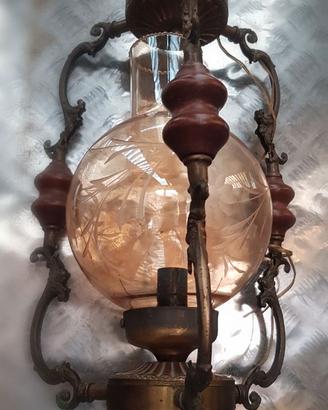 lampadario vintage anni 50 in vetro ott