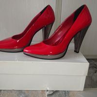 Decolleté rosse in pelle NUOVE