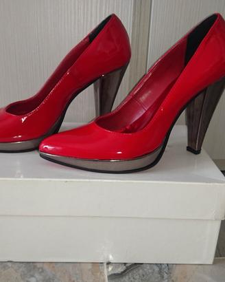 Decolleté rosse in pelle NUOVE