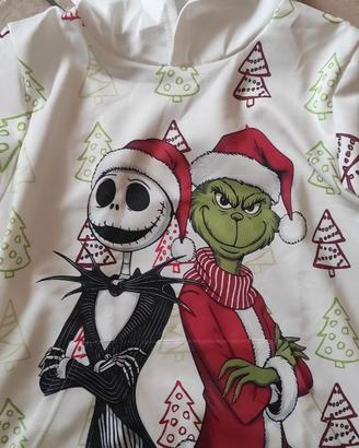 felpa per bambini/ragazzi con Grinch e Jack