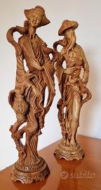 Coppia di Statue Orientali Vintage in Resina
