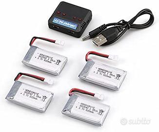 Kit 4 Batterie LiPo 3.7V 500mAh + Caricatore USB
