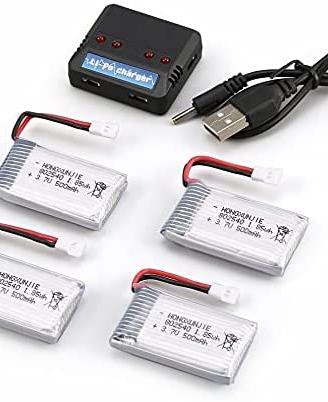 Kit 4 Batterie LiPo 3.7V 500mAh + Caricatore USB
