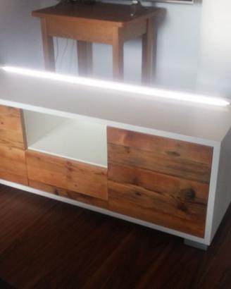 porta tv spizzato laccato 3 cassetti legno vecchio