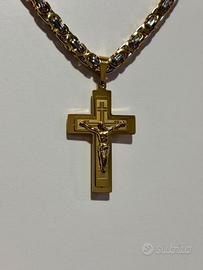 Pendente Croce Gesù + Collana Maglia Bizantina