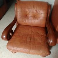 poltrona in pelle /legno,vintag