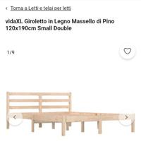 struttura in legno, letto da una piazza e mezza 
