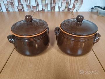Coppia di zuppiere legumiere in terracotta