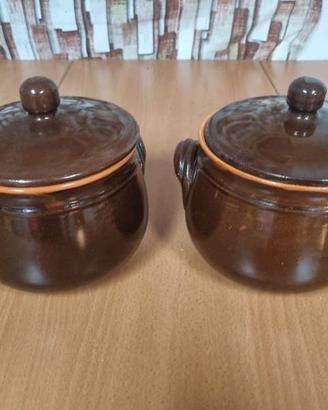 Coppia di zuppiere legumiere in terracotta