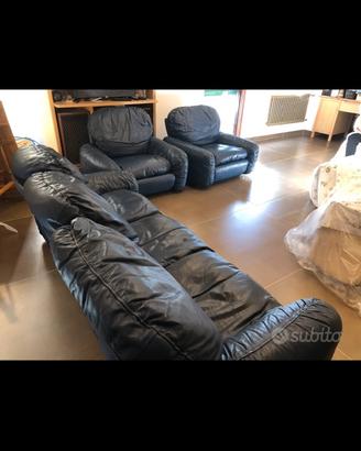 INTERO SALOTTO BUSNELLI  PIUMOTTO  VERA PELLE BLU