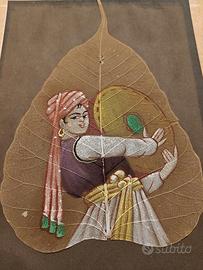 Dipinto a mano su foglia di Pipal - India