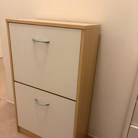 Scarpiera 2 scomparti bianco e legno