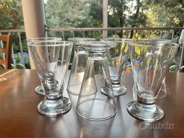 Set 7 Bicchieri Calice Vetro Trasparente Vintage