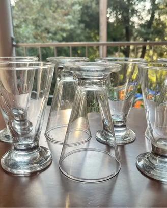Set 7 Bicchieri Calice Vetro Trasparente Vintage