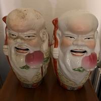 Due Statue di Shou Xing in Porcellana Cinese