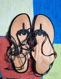 SANDALO ALLA SCHIAVA INFRADITO IN PELLE NATURALE