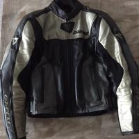 Giubbino moto Dainese pelle nero grigio argento