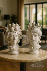 Coppia Teste di moro stile siciliano 25 cm