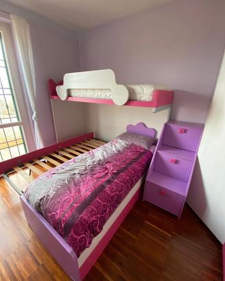 letto a soppalco con scaletta. 3 letti