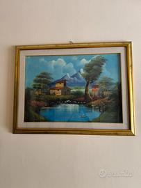 Quadro paesaggio naturalistico con cornice 65 x 85