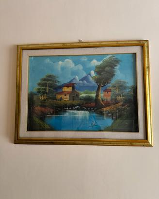 Quadro paesaggio naturalistico con cornice 65 x 85
