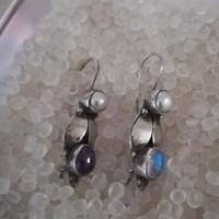 Orecchini birmani argento e pietre