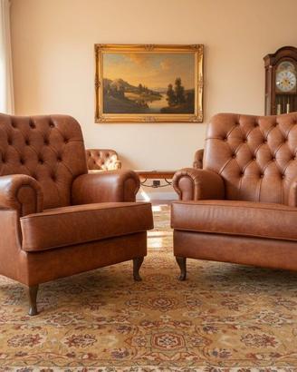 Poltrona Schubert capitonne' in pelle vintage