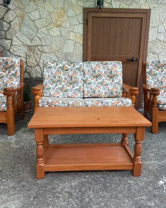 Set salotto da esterno/interno in legno massiccio
