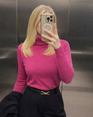 Maglione Pullover Dolcevita Fucsia