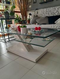 Tavolo con piano in vetro Cross