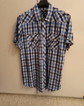 Camicia uomo a maniche corte Cotton & Silk  quadri