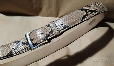 Cintura in pelle beige e marrone 
