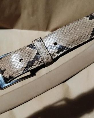 Cintura in pelle beige e marrone 