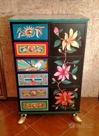 RARA CASSETTIERA TOM'S DRAG BORA BORA DIPINTAAMANO