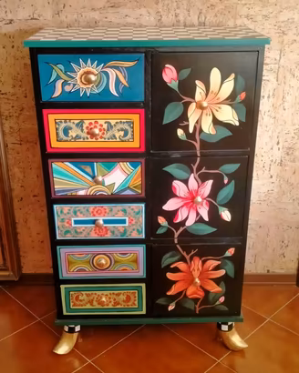 RARA CASSETTIERA TOM'S DRAG BORA BORA DIPINTAAMANO