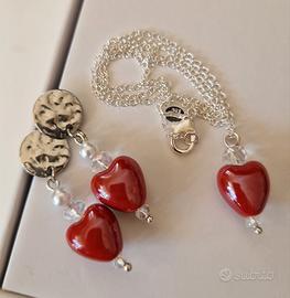 Set collana e orecchini ceramica smaltata