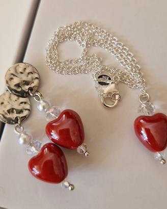 Set collana e orecchini ceramica smaltata