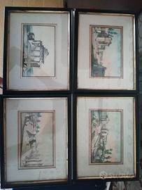 4 antiche Gouache Napoli