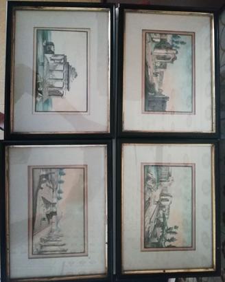 4 antiche Gouache Napoli