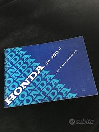 VF750F libretto uso manutenzione moto Honda