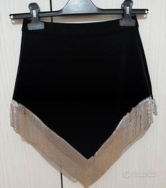 Gonna nera con frange argento