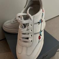 Scarpa bimba, HOGAN, bianca con ricamo fiori