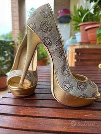 Sandali peep-toe Loriblu logati e oro - N. 37
