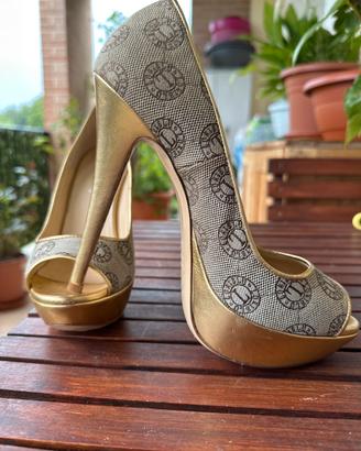 Sandali peep-toe Loriblu logati e oro - N. 37