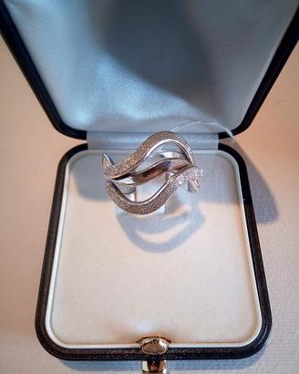 Anello ak3, Argento 925 Rodiato, Diamantato
