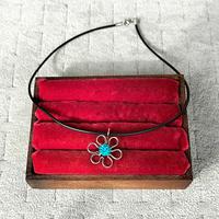 Collana Fiore con Perla Turchese in acciaio inox